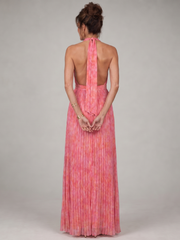 Rosel | Maxikleid mit Neckholder und plissiertem Rock