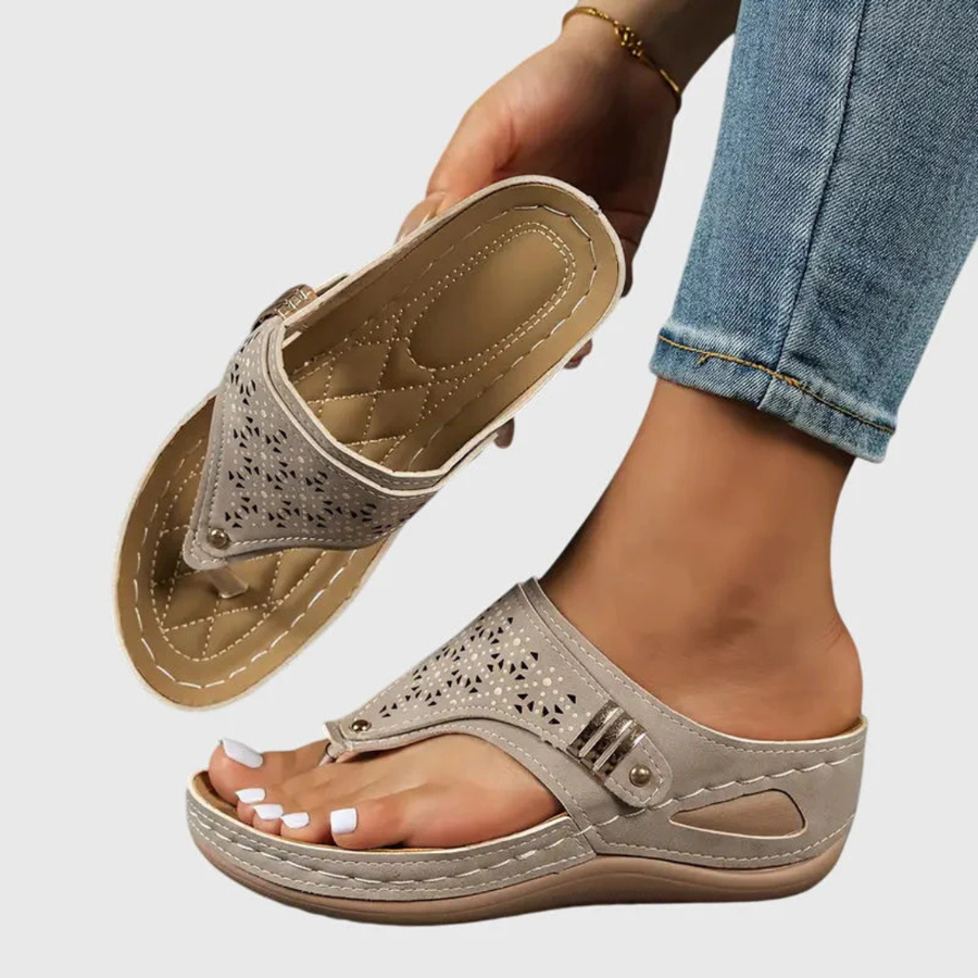 Stefanie | Damen Slip-On Flache Sandalen