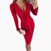 Midikleid mit V-Ausschnitt für Damen – Bindeträger Sommerkleid
