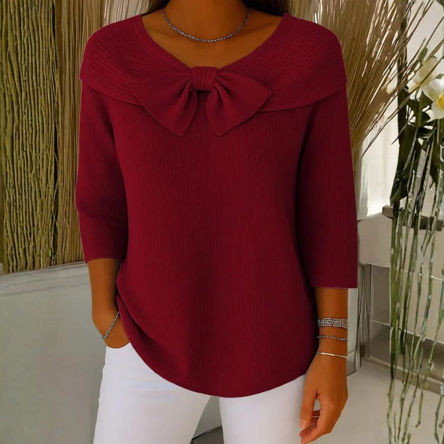 Dorothea | Damen Schleifendetail Dreiviertelärmel Top