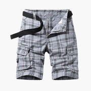 Herren Cargo Shorts mit Karomuster und Stoffgürtel