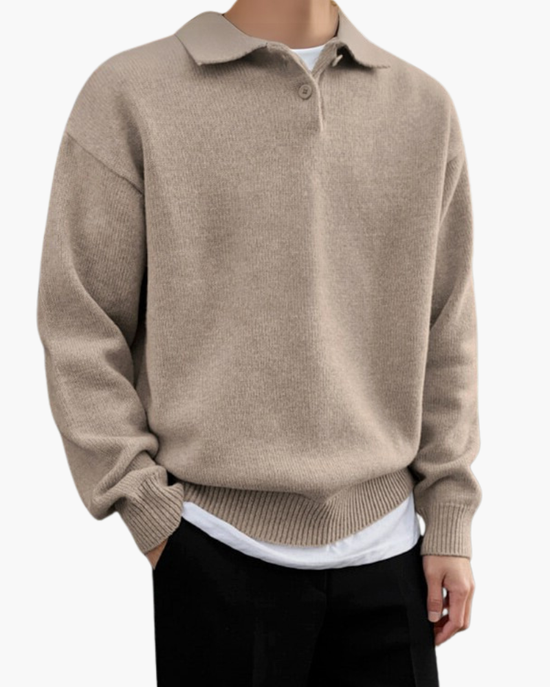 Andrew | Cozy Herren Strickpullover aus Wolle mit Polokragen