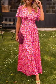 Verspieltes Damenkleid mit Blumenprint – Maxi-Länge & Kurzarm