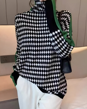 Linea™ – Eleganter Pullover mit Hohem Kragen und Geometrischem Muster
