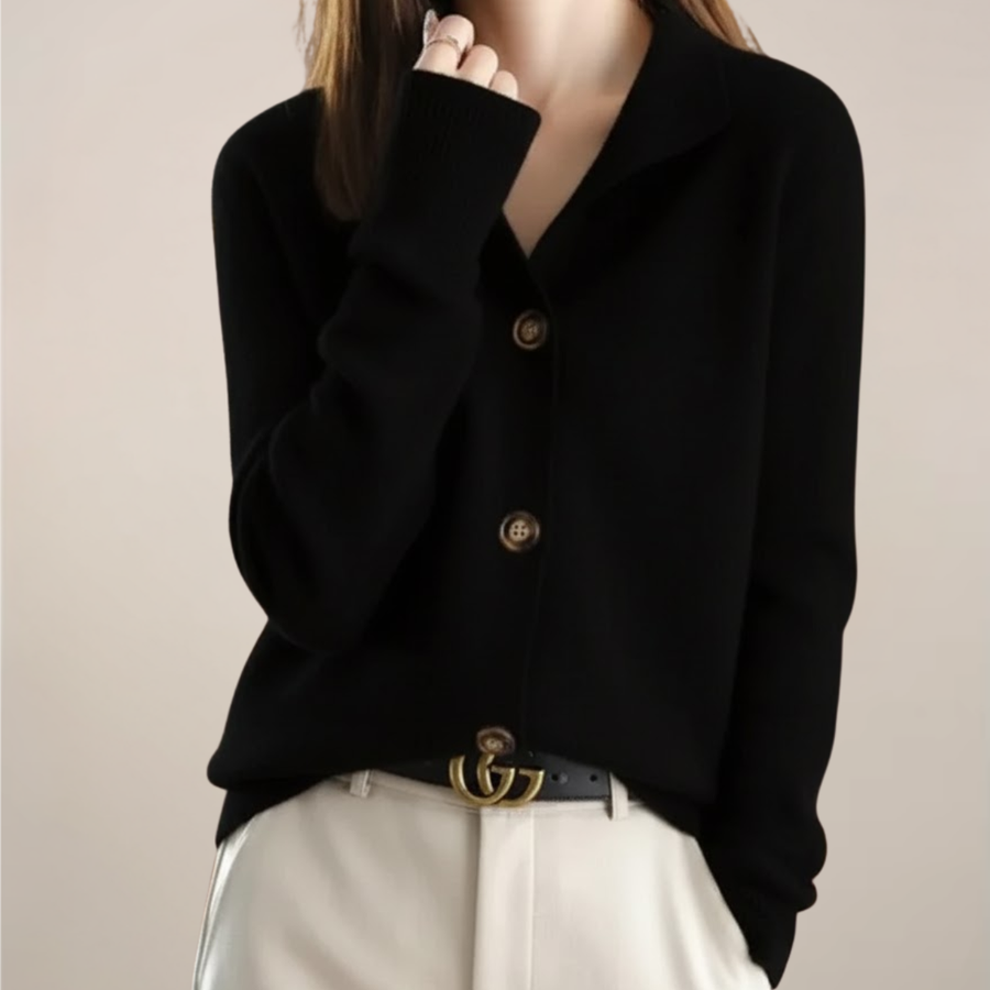 Angela | Damen Frühlings Cardigan Mit Kragen Und Knöpfen