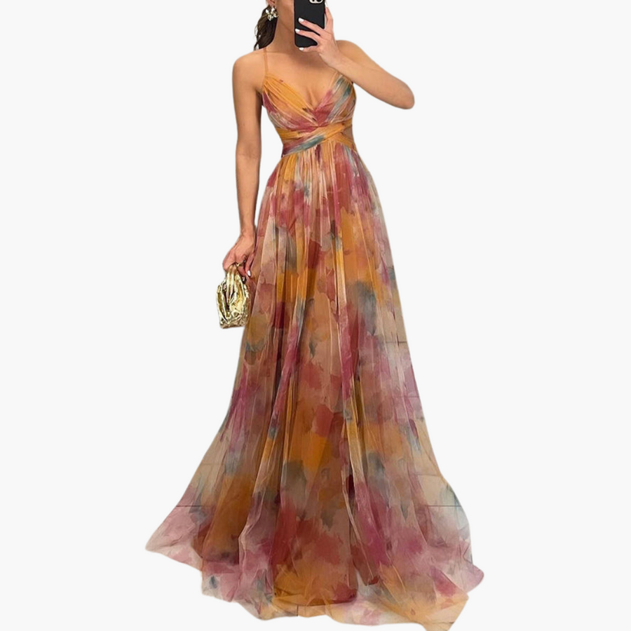 Elegantes Maxikleid für Damen mit - floralem Muster Glamourös
