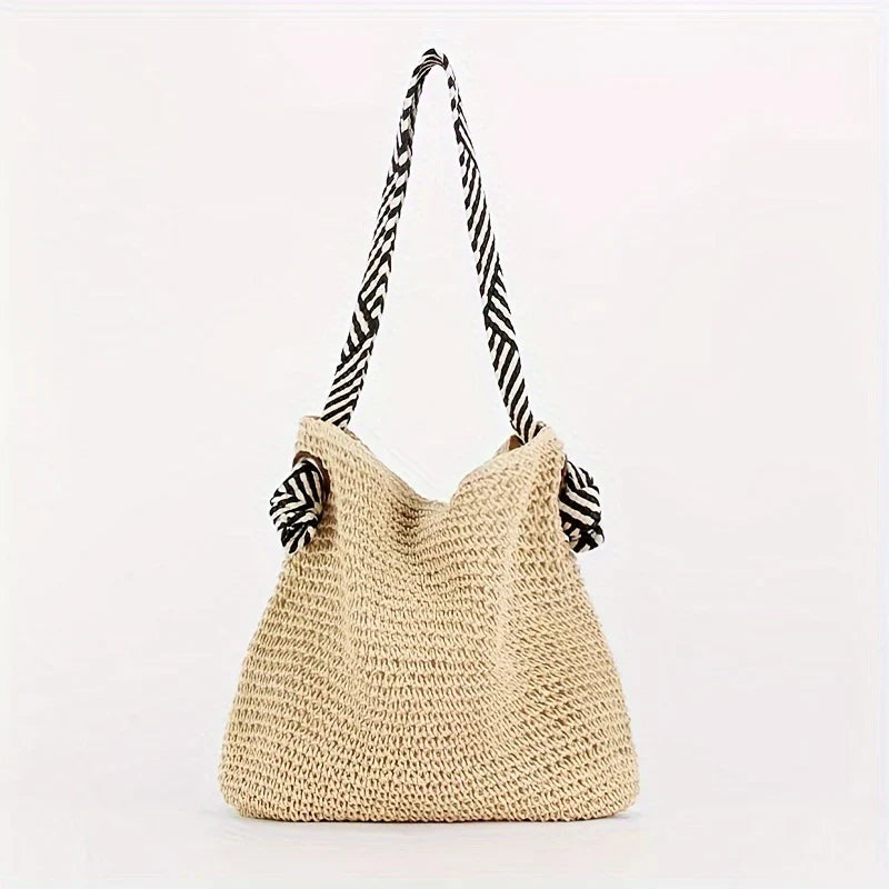 SHALEEN - GEFLOCHTENE TASCHE MIT STOFFHENKELN