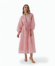 Isadora Jacquard Kleid mit modernem Charme | Rosa
