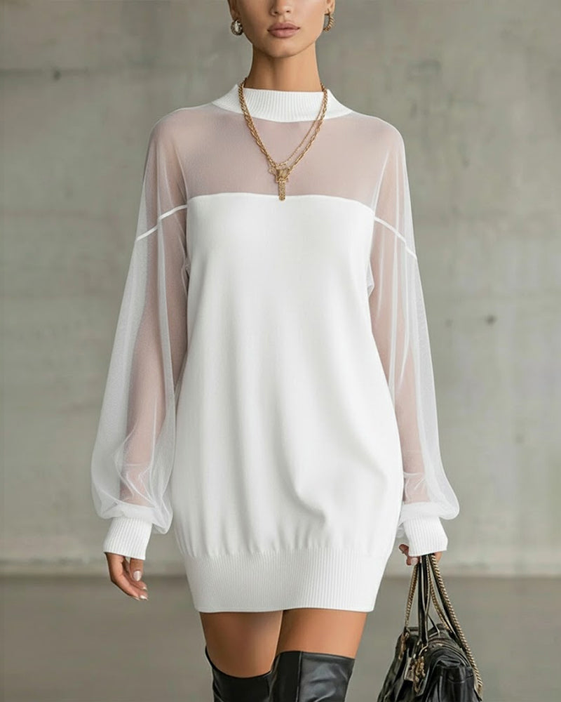 Yenaya – Minikleid aus Strick mit Laternenärmeln