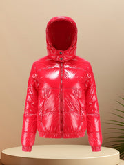 Damen Winter-Daunenjacke Mit Kapuze | Lange Ärmel