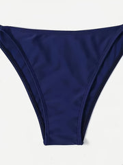 Heidi-Mode | Dunkelblaues Sexy Bikini Satz mit Halter V-Ausschnitt und Nacktem Rücken