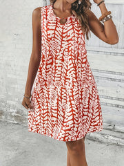 Heidi-Mode | Sommerkleid mit Print Ohne Ärmel, V-Ausschnitt, A-Linie, Leicht und Elegant