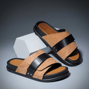 Herren-Sandalen aus Synthetikleder über Kreuz, bequemes Design - Mateo