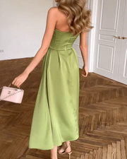 Elegantes Trägerloses Maxikleid – Fließend, Abendkleid, Stretch