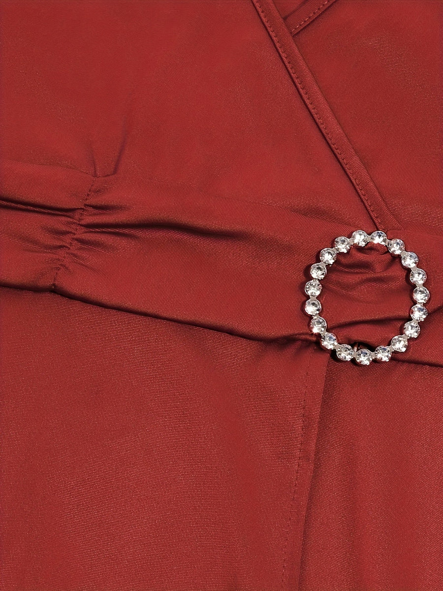 Nora | V-Ausschnitt Midikleid Asymmetrischer Saum