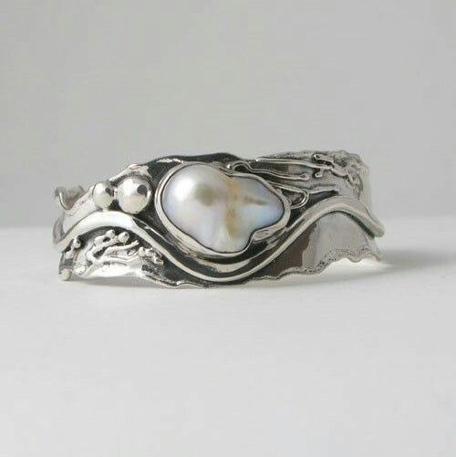 Ring Perle Silber Weiß Vintage
