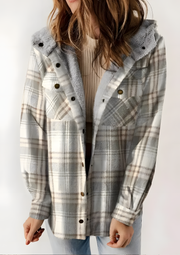 Yseldis Kariert gefütterte Fleece-Jacke | Weiß
