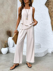 Eleganter Damen Zweiteiler – ärmelloses Top & gerade Hose Set