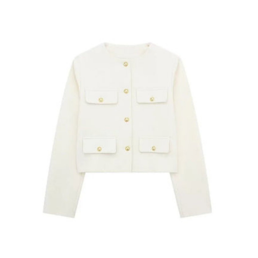 Kurze Vintage Damenjacke | Knopfdetail