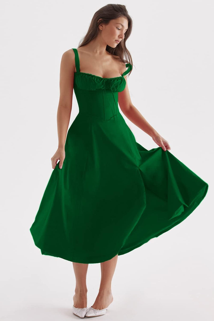 Merle - Midikleid mit tailliertem Oberteil und ausgestelltem Rock | Minikleid mit Spaghettiträgern