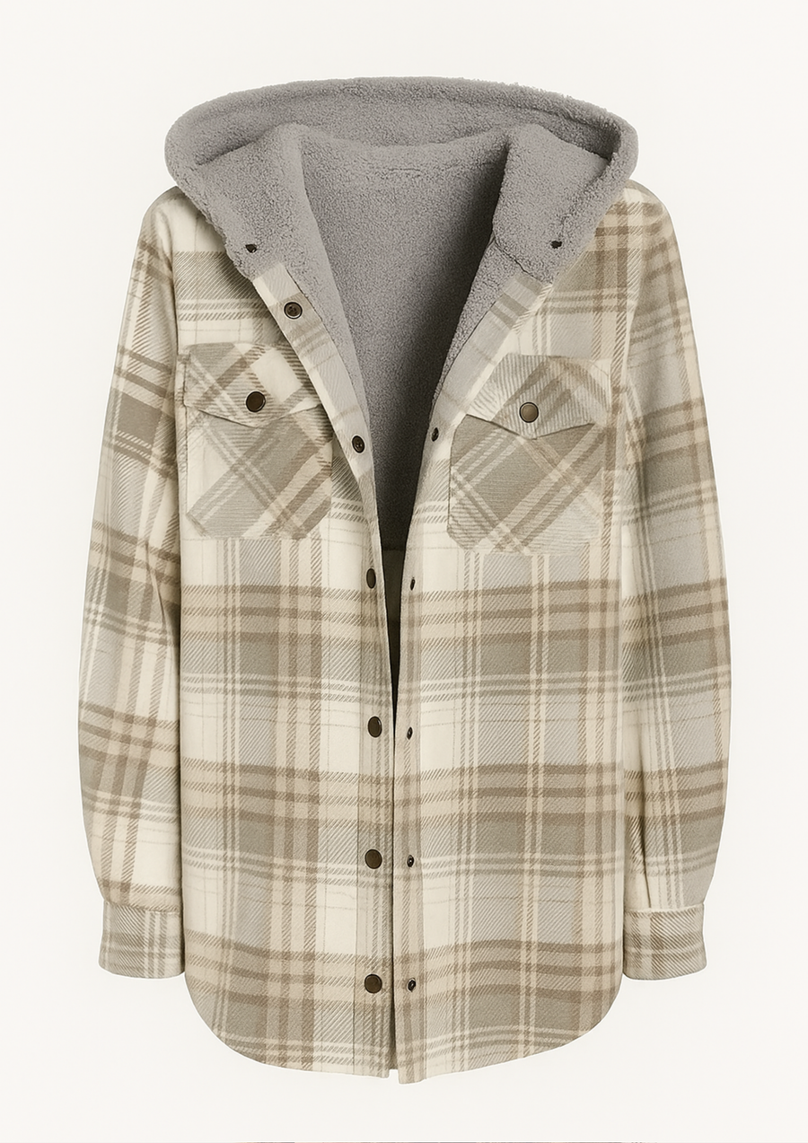 Yseldis Kariert gefütterte Fleece-Jacke | Weiß