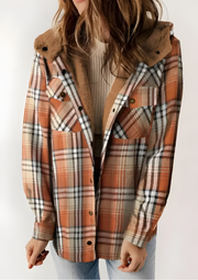 Yseldis Kariert gefütterte Fleece-Jacke | Orange