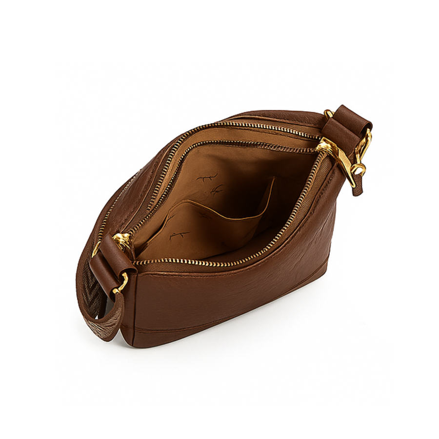 Nyra Elegante Schultertasche aus Leder | Braun