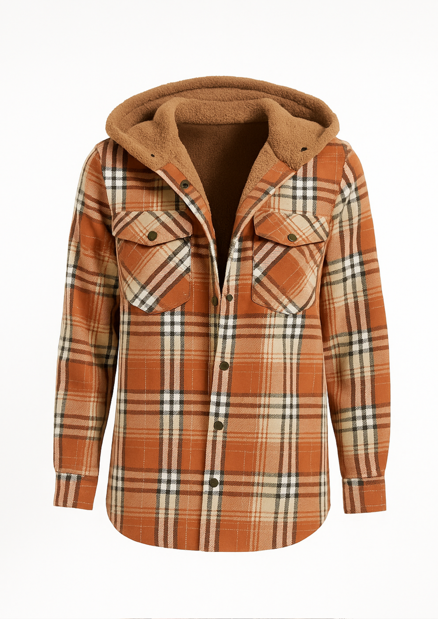 Yseldis Kariert gefütterte Fleece-Jacke | Orange