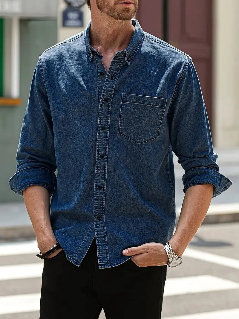 Daniel | Lässiges Langärmelig Denim-Hemd im klassischen Look