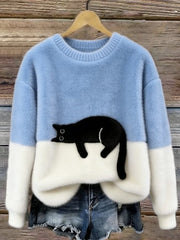JUNA | DAMEN-SWEATSHIRT MIT KATZENMOTIV