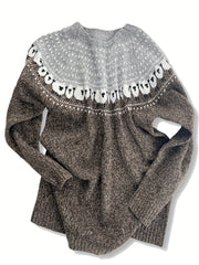 Katie | Charmanter Damen Grobstrickpullover Mit Schaf-Jacquardmuster