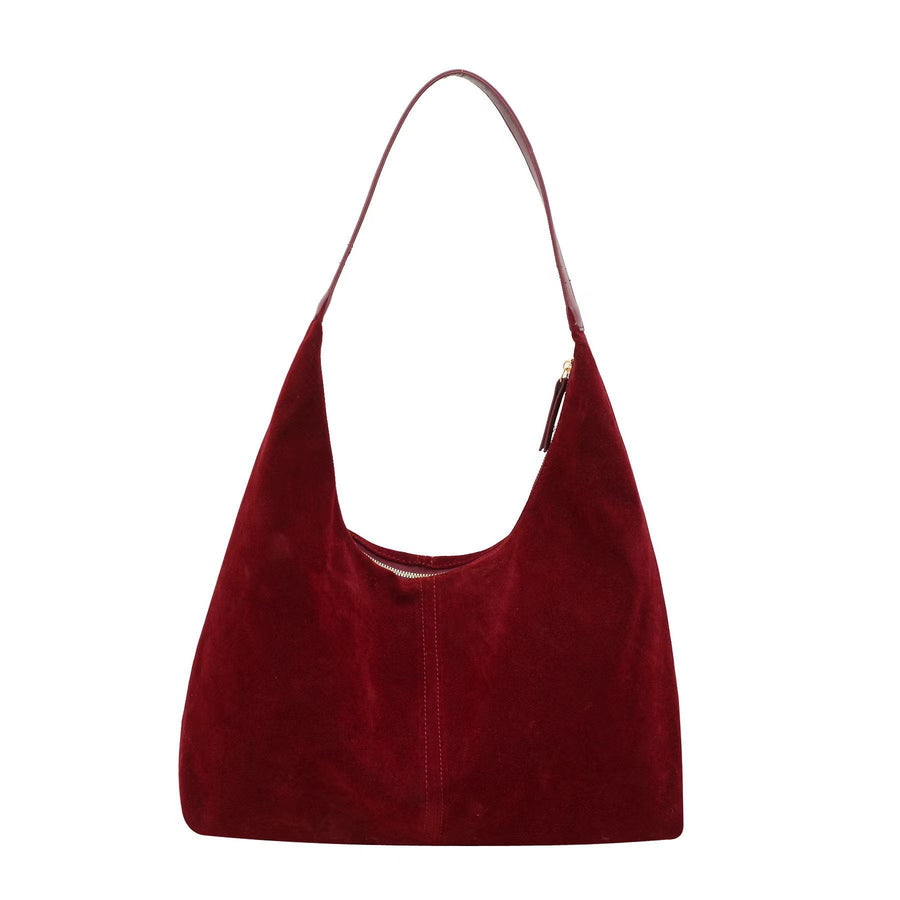 Damenhandtasche aus veganem Wildleder mit Reißverschluss