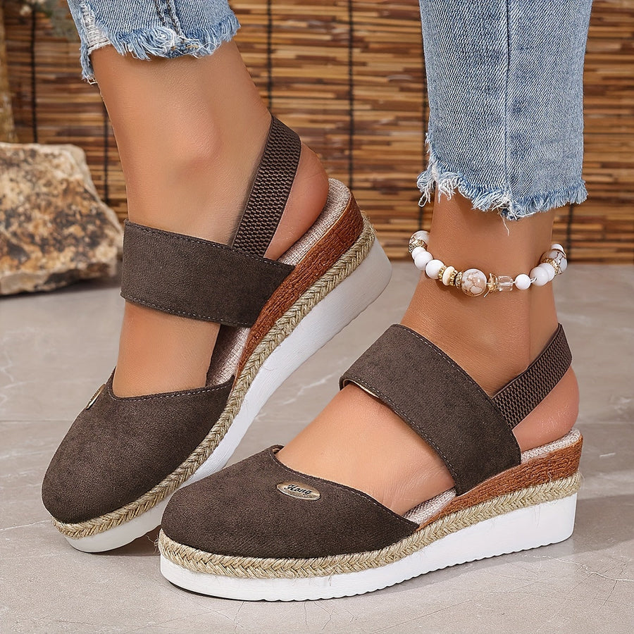 Heidi-Mode | Damen Sandalen Auf Plattform: Rutschfest, Geschlossene Zehe, Elastischer Riemen