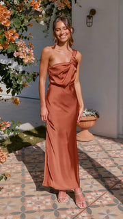 Damen Elegantes One-Shoulder Maxikleid für festliche Anlässe und Alltag