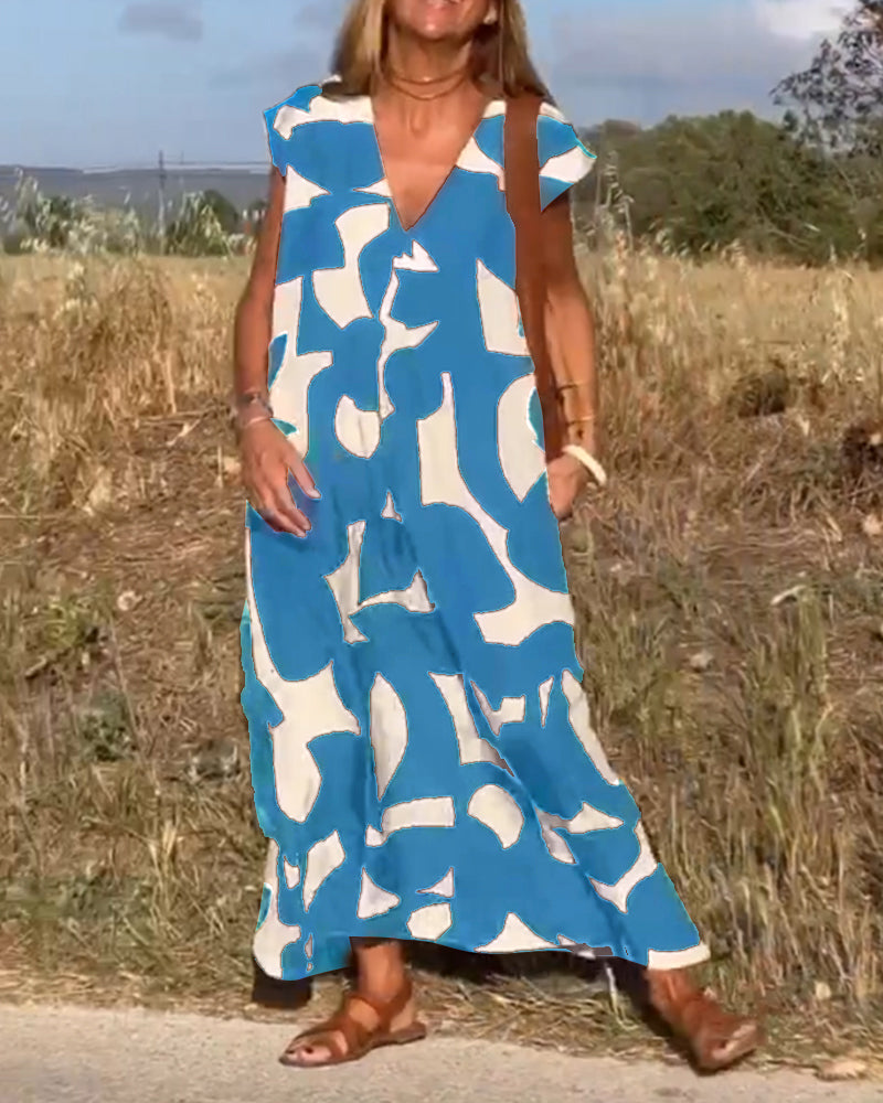 Sarinya - Bedrucktes Kleid Mit V-Ausschnitt