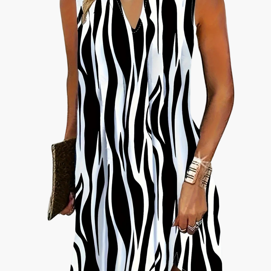Gestreiftes Minikleid - Ärmelloses Damenkleid für den Sommer