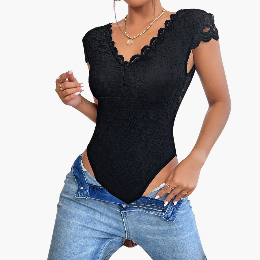 Bodysuit aus Spitze für Frauen - Eleganter V-Ausschnitt