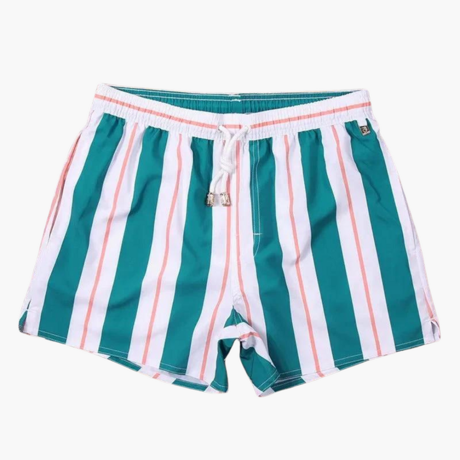 Gestreifte Herren-Badeshorts - mit Tunnelzug und Seitentaschen