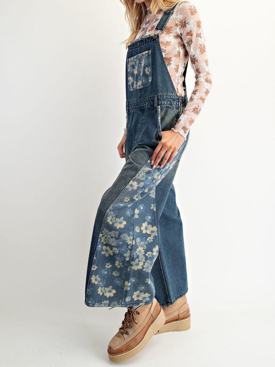 Yalita – Jeanslatzhose mit Blumenmuster