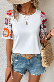 Anneliese | Bluse mit gehäkelten Ärmeln