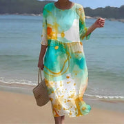Heidi-Mode | Stilvolle Blumen Midi Kleid