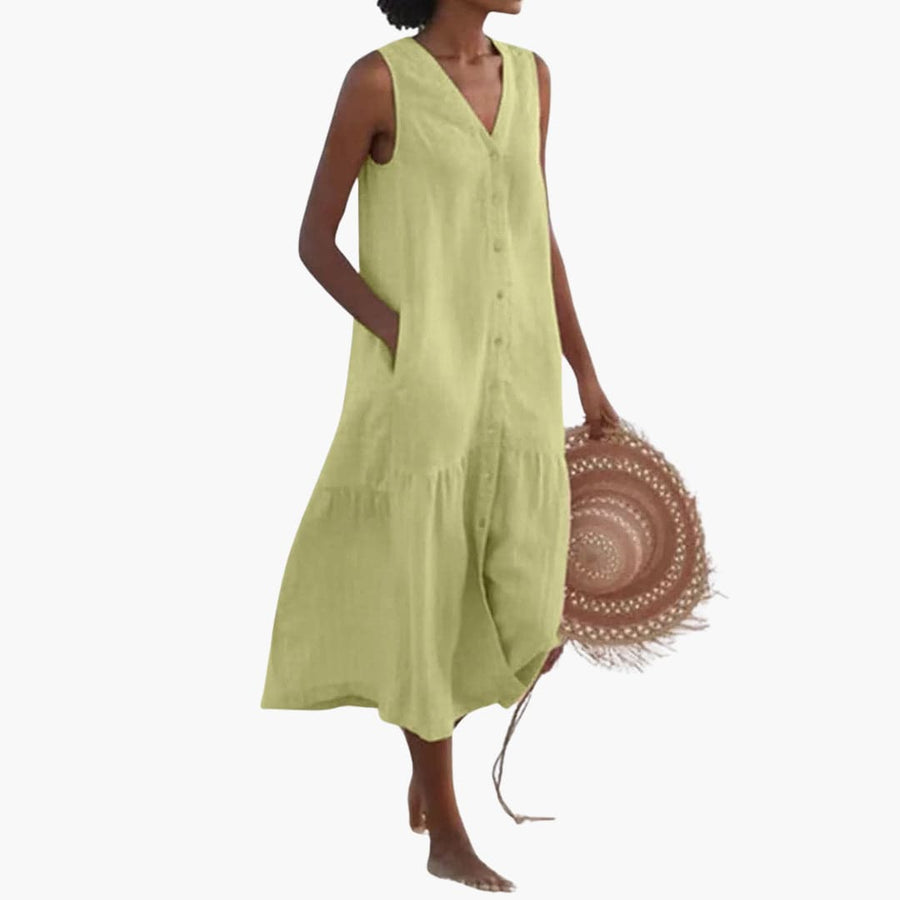 Midi-Kleid mit Knopfleiste für Damen - Sommerliches Shirt Kleid