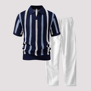 Richards - Bequemes Streifen-Polo und Hosen-Set