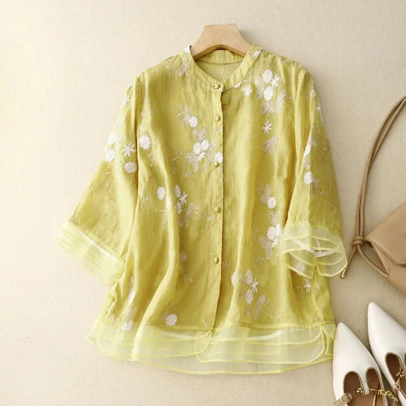 RUTH - LOCKERE BESTICKTE BLUSE MIT TRANSPARENZEN