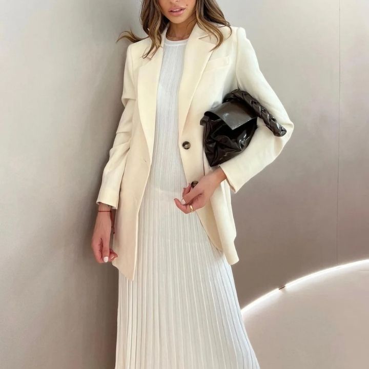 Elegantes Ärmelloses Plisseekleid in Maxilänge
