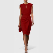 Karla | Damen Ärmellos Gerafftes Midi Kleid