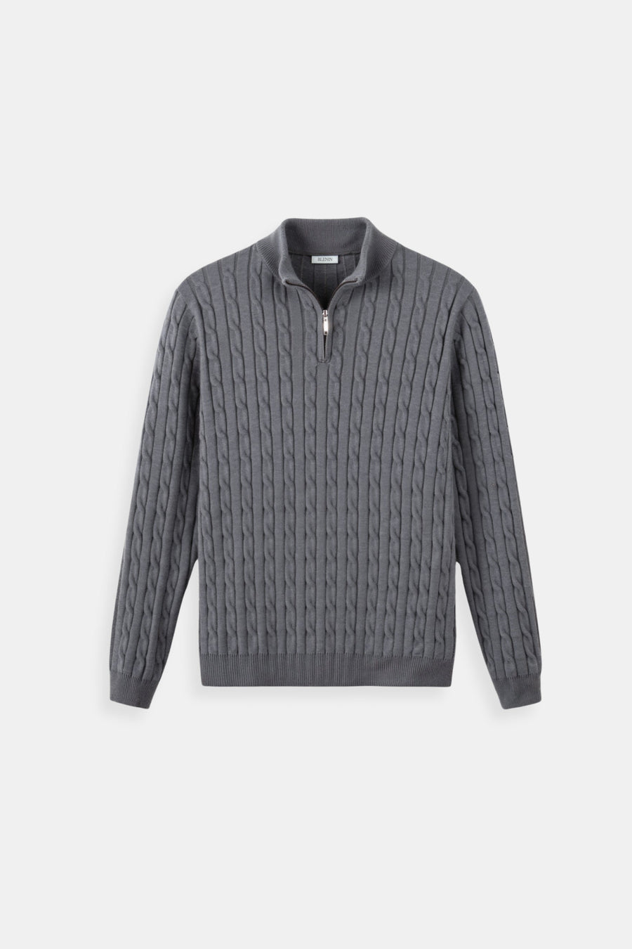 Eleganter Zopfstrickpullover mit Reißverschluss
