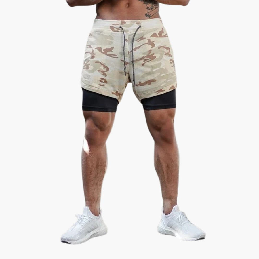 Herren Trainingsshorts mit Innenhose und Kordelzugbund
