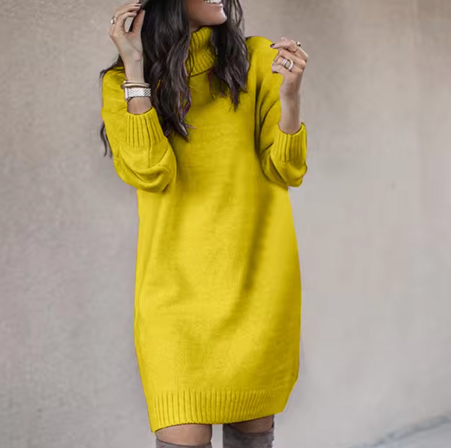 Damen Rollkragen Pulloverkleid | Langarm