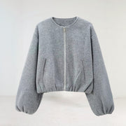 Cropped Damen Übergangsjacke – mit Ballonärmeln & modernem Schnitt